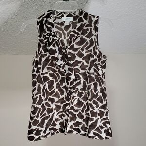 Ann Taylor blouse sz XXSP Petites sleeveless Animal Print 80s Edgy Classic